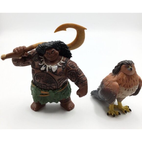 Disney 9 MOANA Figurine Lot Maui Hawk Tamatoa Te Ka Hei Hei Pua Sister Figures - Picture 7 of 14
